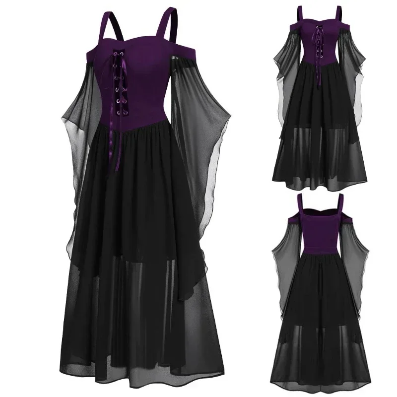 新しい中世魔女ドレス女性のためのハロウィンカーニバル女性プラ - Medieval Renaissance Dress Women のレビューと価格