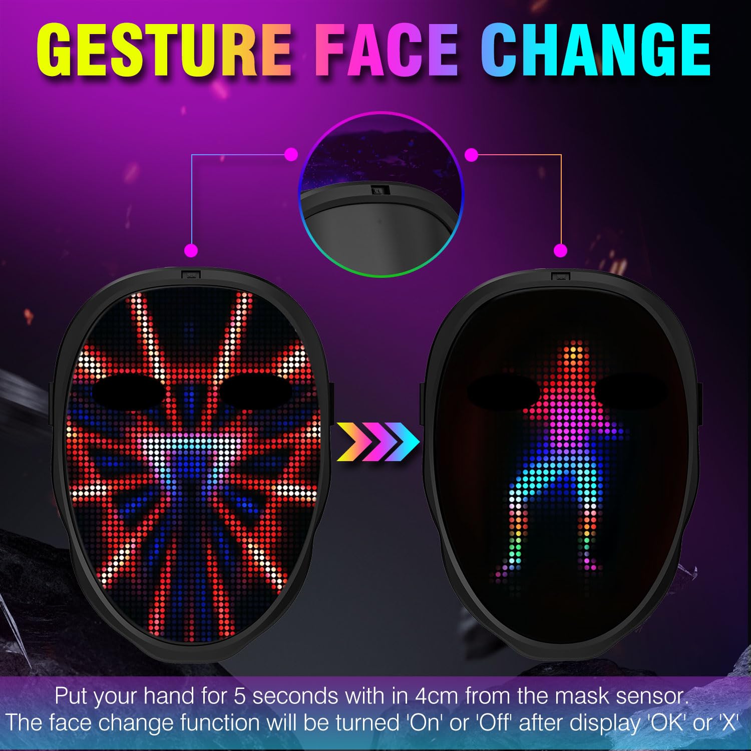 パーティー LED ライトアップ マスク ジェスチャー セン - Led Purge Mask Halloween のレビューと価格