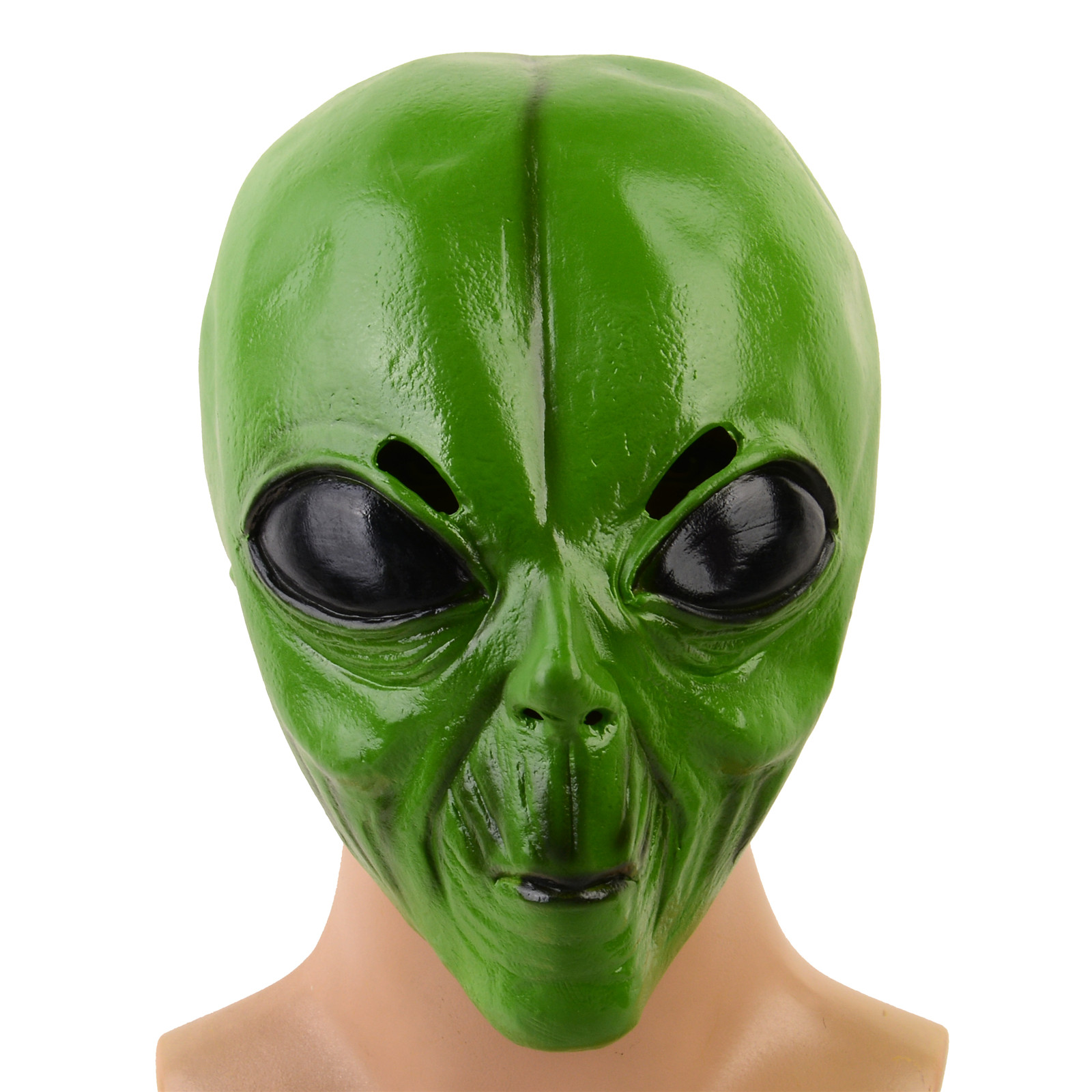 リアルなラテックス製グリーンエイリアンヘッドマスク1個、ハロ - Latex Alien Mask Realistic のレビューと価格