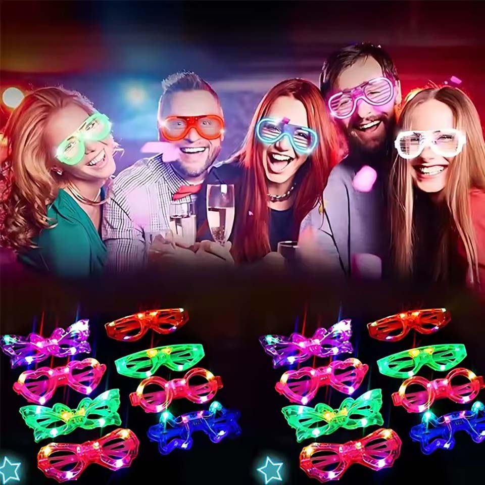 10/20/30/40/50 個 LED ライトアップメガネ - Glow In The Dark Party Glasses のレビューと価格
