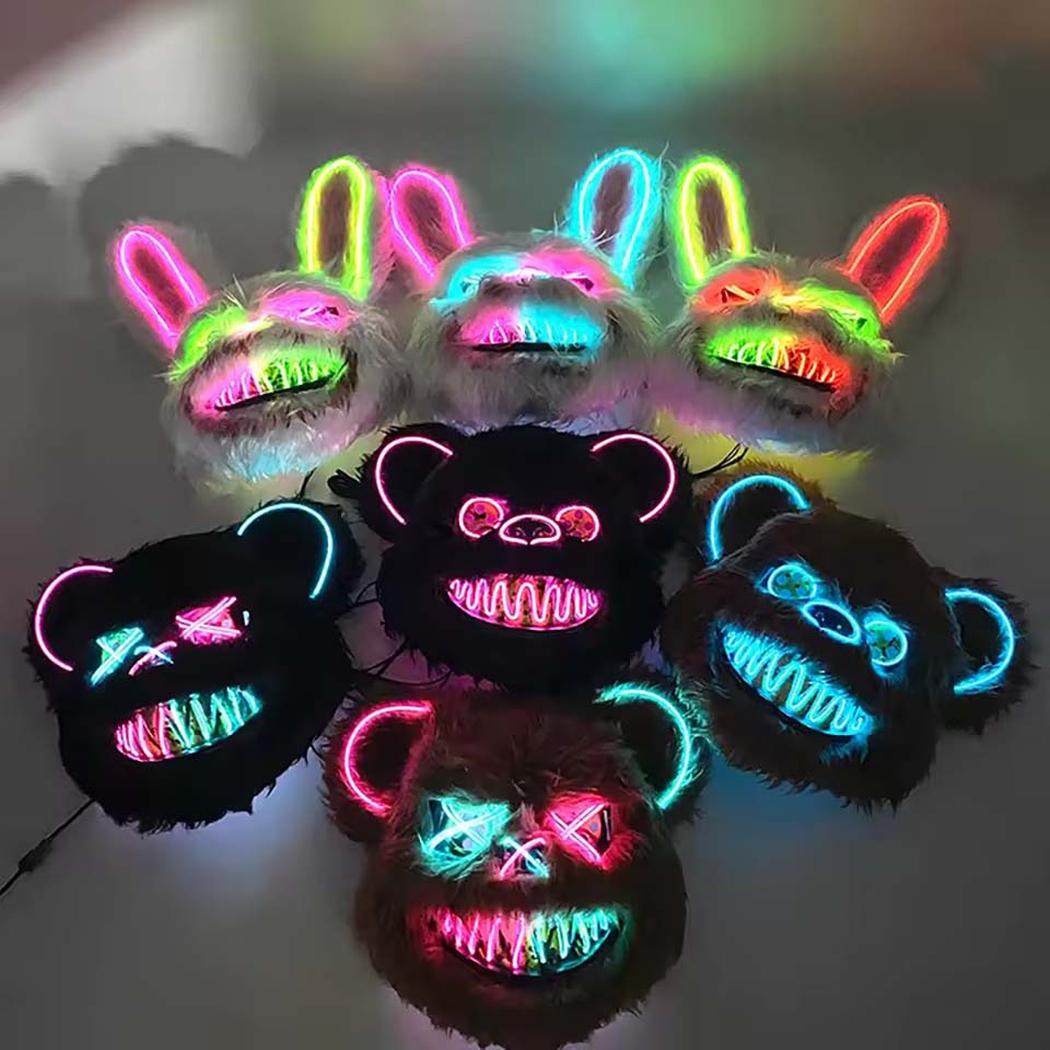 LEDブラッディラビットマスク 光る殺人黒熊マスク ハロウィ - Led Purge Mask Halloween のレビューと価格